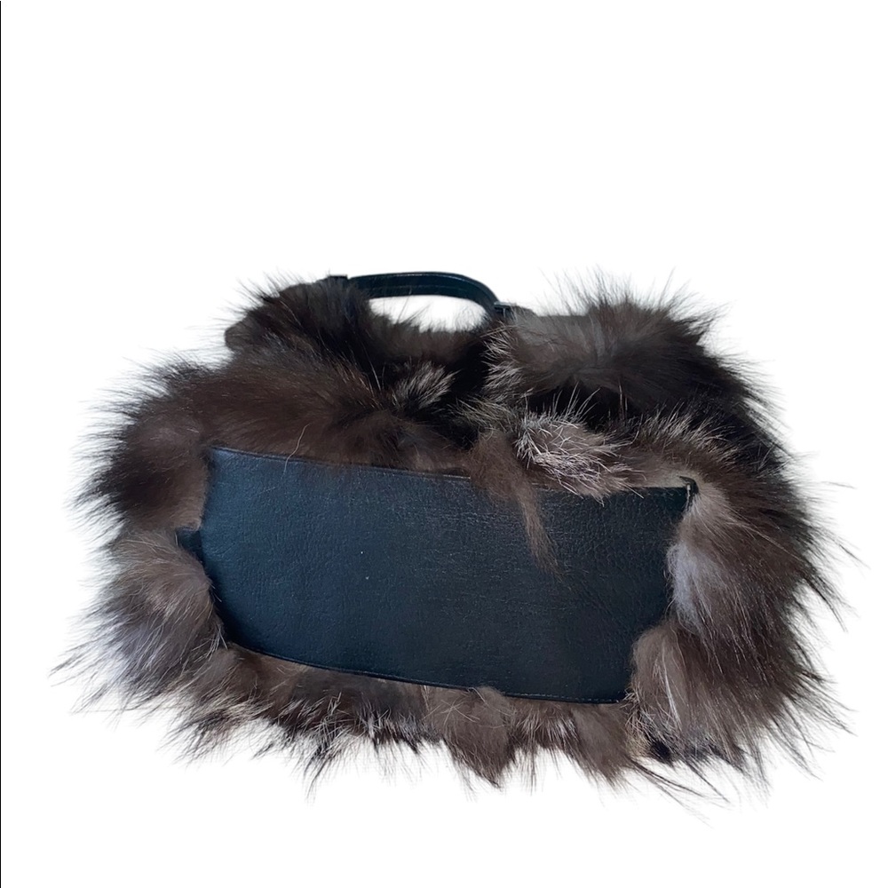 Black, gray brown genuine fox fur